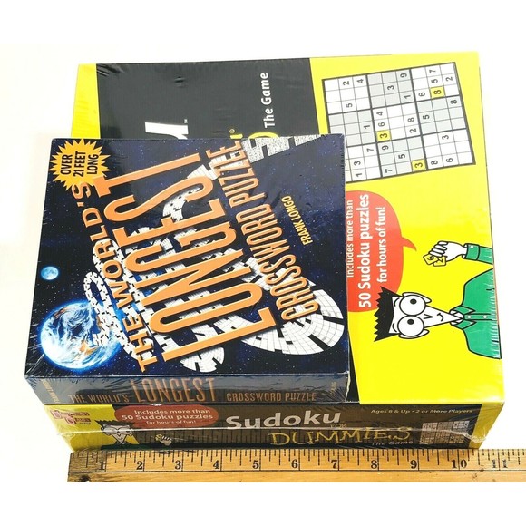 Sudoku for Dummies THE GAME and The World's Longest Crossword Puzzle New Sealed - Picture 11 of 12